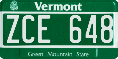 VT license plate ZCE648