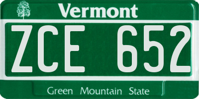 VT license plate ZCE652