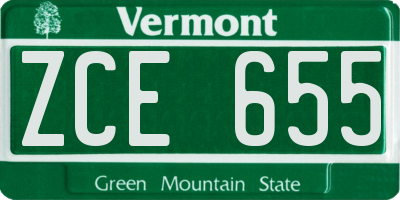 VT license plate ZCE655