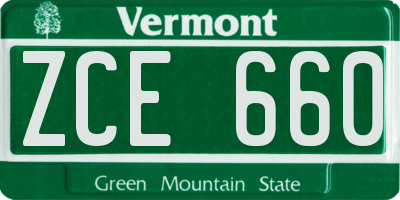 VT license plate ZCE660