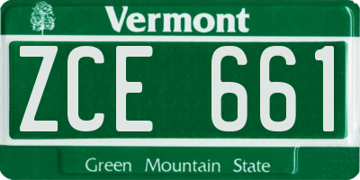 VT license plate ZCE661