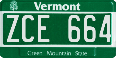 VT license plate ZCE664