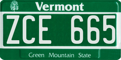 VT license plate ZCE665