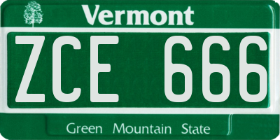 VT license plate ZCE666