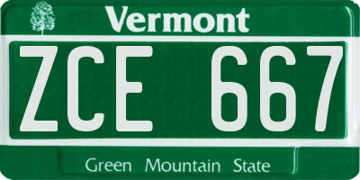 VT license plate ZCE667