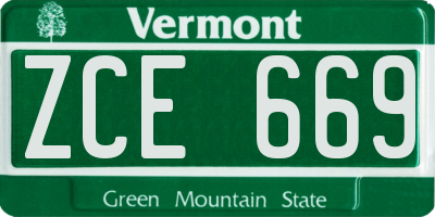 VT license plate ZCE669