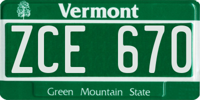VT license plate ZCE670