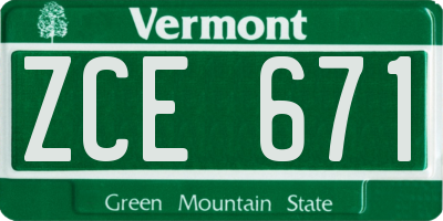 VT license plate ZCE671