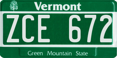 VT license plate ZCE672