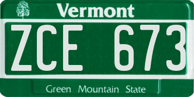 VT license plate ZCE673