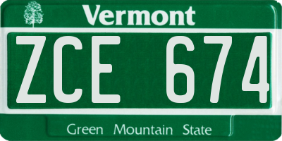 VT license plate ZCE674