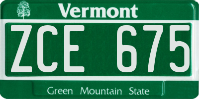 VT license plate ZCE675