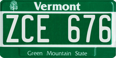 VT license plate ZCE676