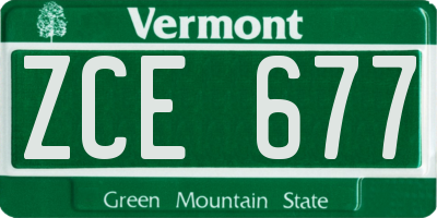 VT license plate ZCE677
