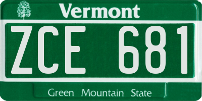 VT license plate ZCE681