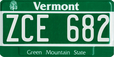 VT license plate ZCE682