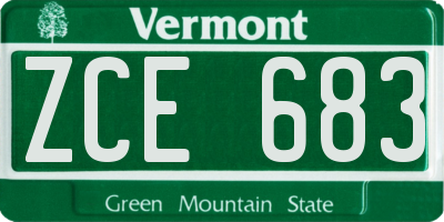 VT license plate ZCE683