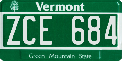VT license plate ZCE684
