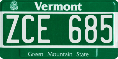 VT license plate ZCE685