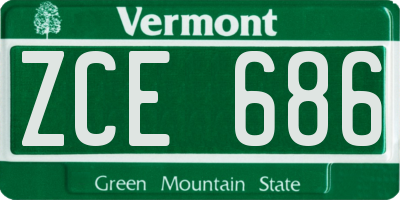VT license plate ZCE686