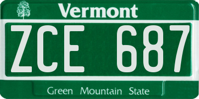 VT license plate ZCE687