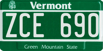 VT license plate ZCE690