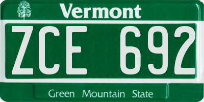 VT license plate ZCE692
