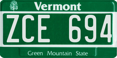 VT license plate ZCE694