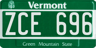 VT license plate ZCE696