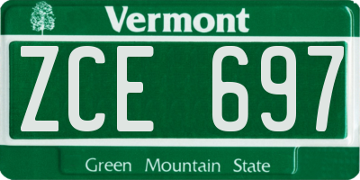 VT license plate ZCE697
