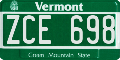 VT license plate ZCE698