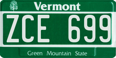 VT license plate ZCE699