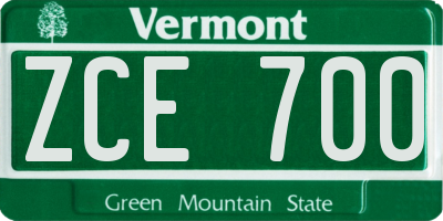 VT license plate ZCE700