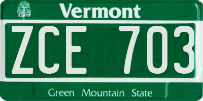 VT license plate ZCE703