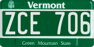 VT license plate ZCE706