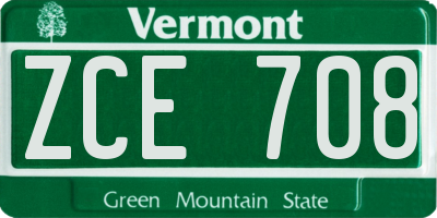 VT license plate ZCE708