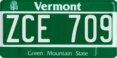 VT license plate ZCE709