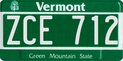 VT license plate ZCE712
