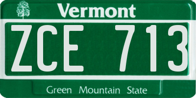 VT license plate ZCE713