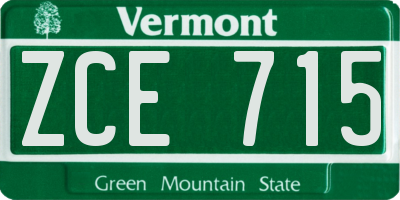 VT license plate ZCE715
