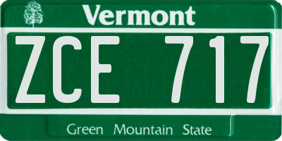 VT license plate ZCE717