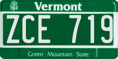 VT license plate ZCE719