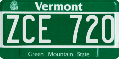 VT license plate ZCE720