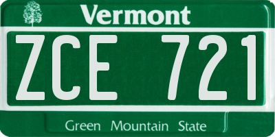 VT license plate ZCE721