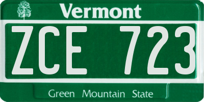 VT license plate ZCE723