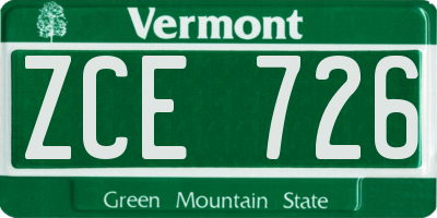 VT license plate ZCE726