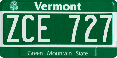 VT license plate ZCE727