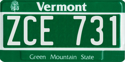VT license plate ZCE731