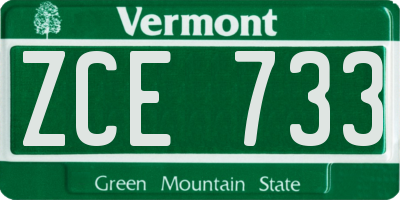 VT license plate ZCE733