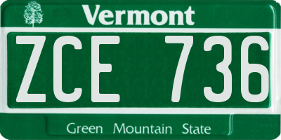 VT license plate ZCE736